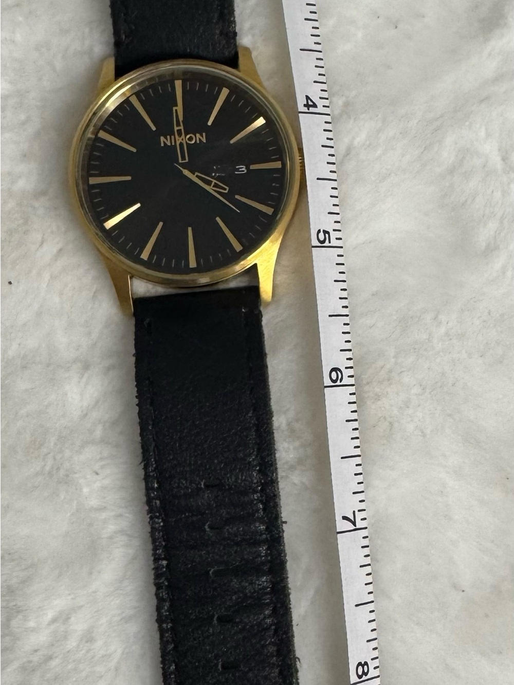Nixon Gold-Tone Case Watch with Black Leather Strap Men’s - Picture 9 of 10